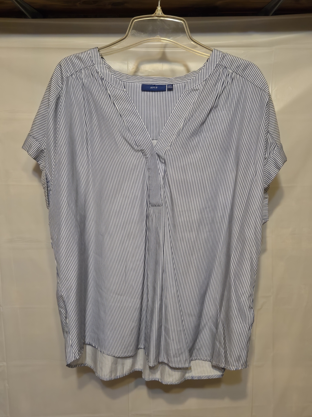 Apt. 9 Blue and White Pinstripe V-Neck Blouse